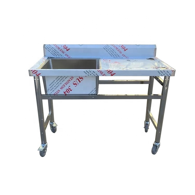 hotel & restaurant supplies commercial stainless steel work table with sink kitchen washing sink with one bowl and drainboard