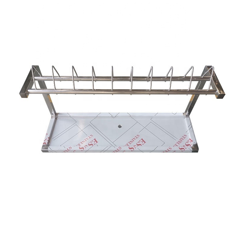 Two Layer Wall Hung Two Tiers Stainless Steel Dish Drainer Rack Wall Mounted Storage Racks Shelving Units