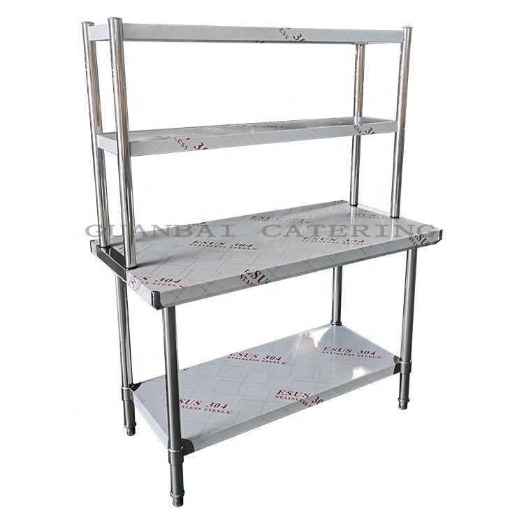 Guanbai stainless steel working table as commercial kitchenware with backsplash and undershelf