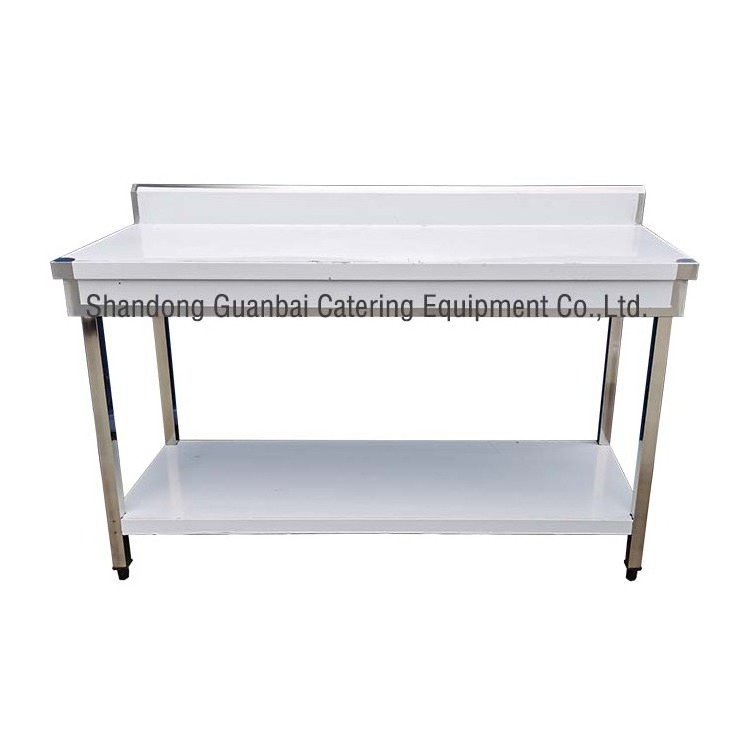 Guanbai stainless steel working table as commercial kitchenware with backsplash and undershelf