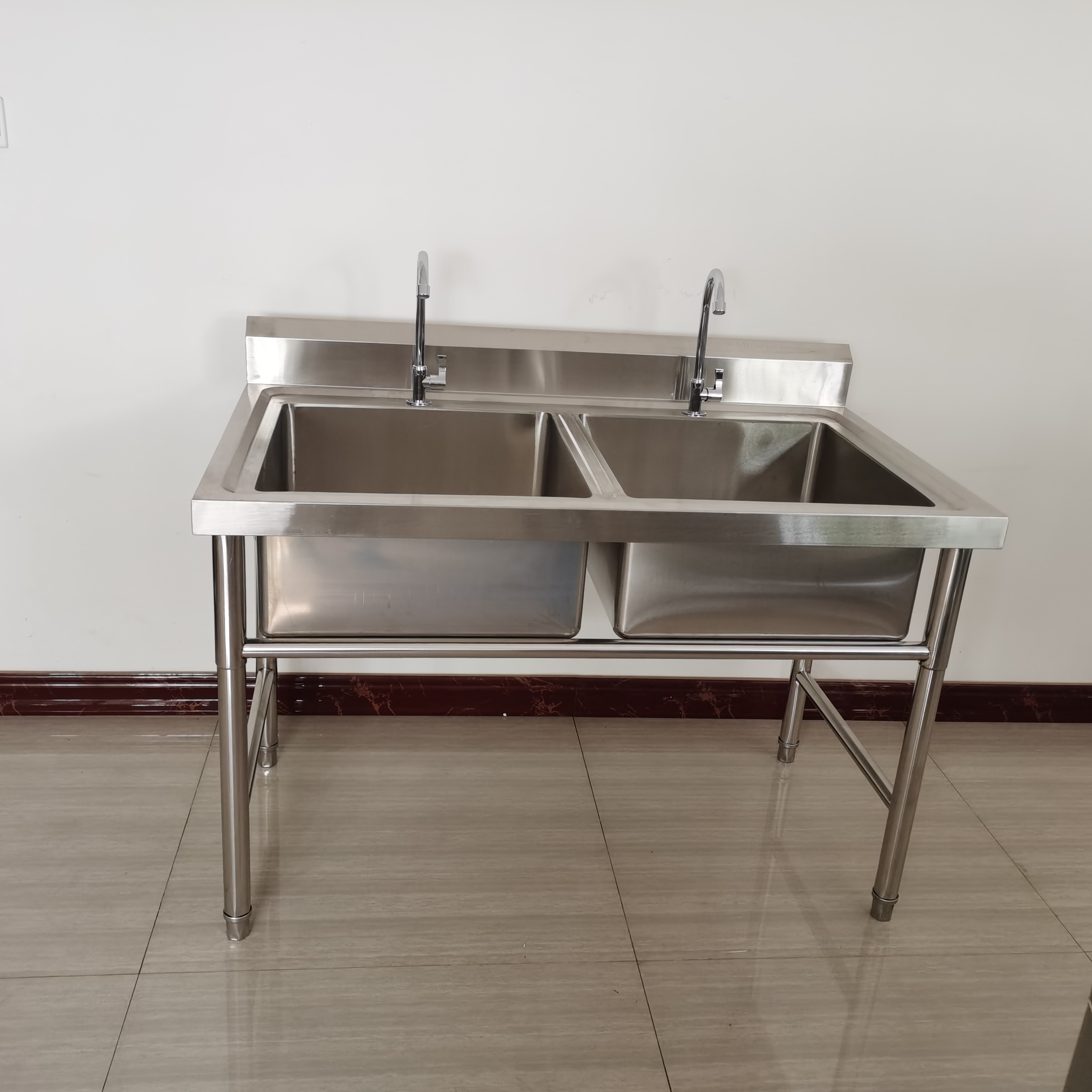 commercial catering double bowl stainless steel wash sink for vegetable washing free standing garden outdoor sink