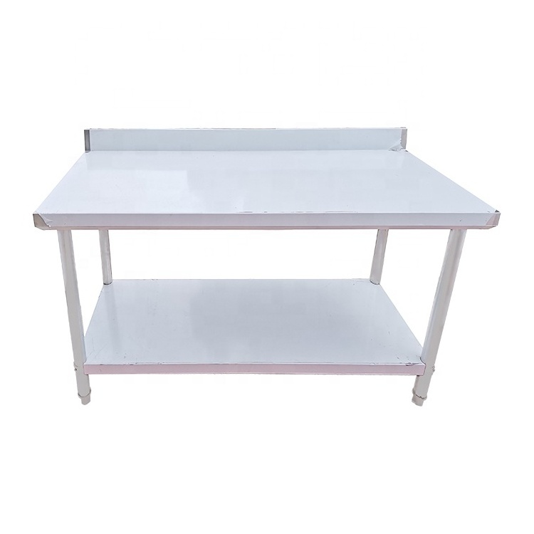 Guanbai stainless steel working table as commercial kitchenware with backsplash and undershelf