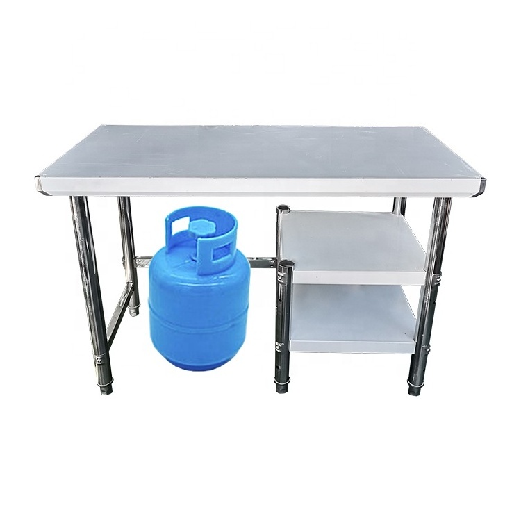 304 201 food grade stainless steel kitchen cooking bench metal gas stove table for restaurant