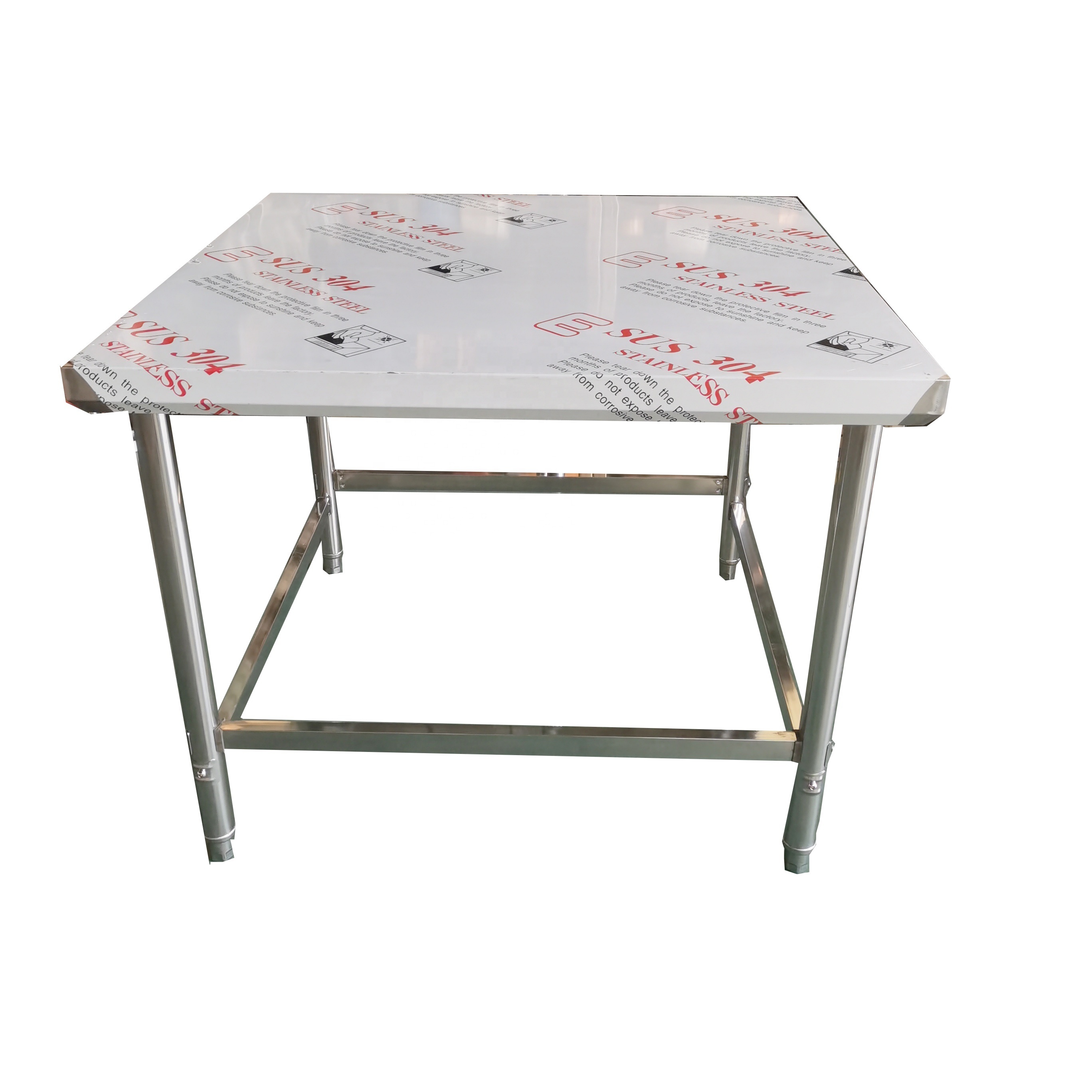 201 304 stainless steel kitchen work table SS work bench industrial steel kitchen equipment with one tier for bakeries