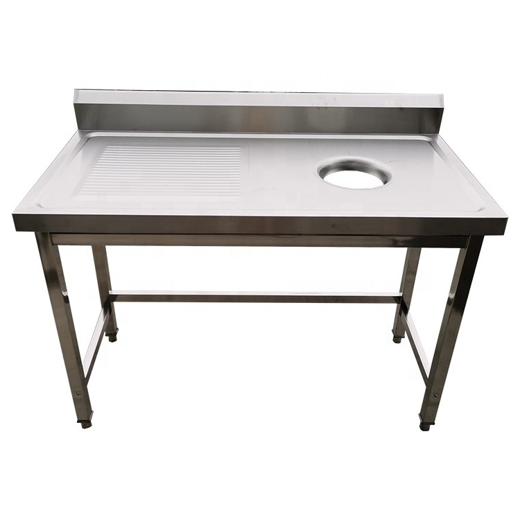 201 304 stainless steel kitchen work table SS work bench industrial steel kitchen equipment with one tier for bakeries