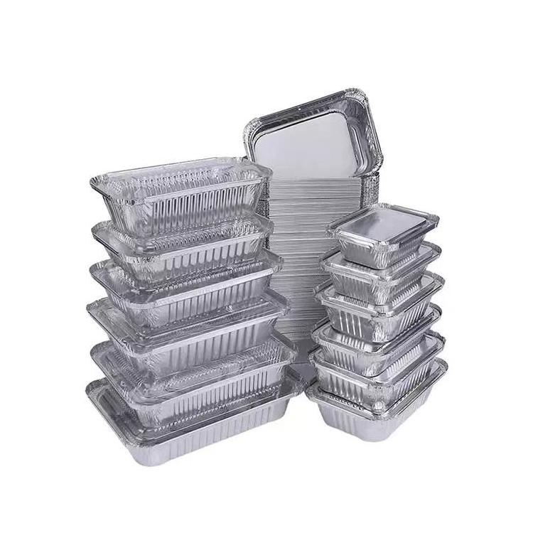 OEM small size Packing household disposable food Kitchen Baking rectangular AluminiumFoil bowl Trays Container  pan with lids