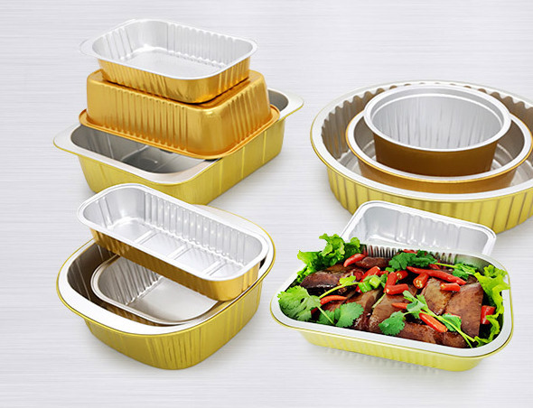 OEM small size Packing household disposable food Kitchen Baking rectangular AluminiumFoil bowl Trays Container  pan with lids