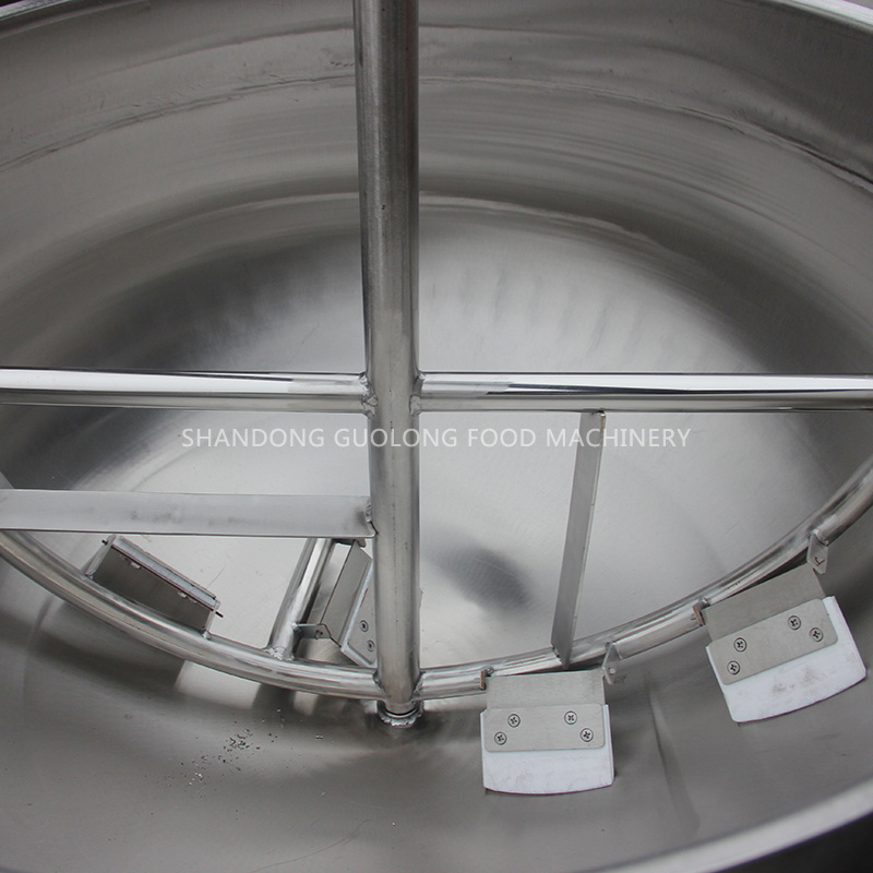 GuoLong hot selling sugar boiling tank double steam heating tilting jacketed kettle with mixer