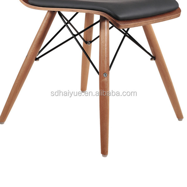 New Haiyue Leather Chair Wooden Legs Modern Dining Chairs Bentwood Chairs