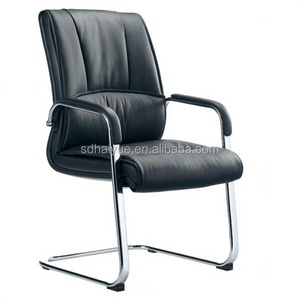 Popular black leather office chair meeting chair no wheels HY2306