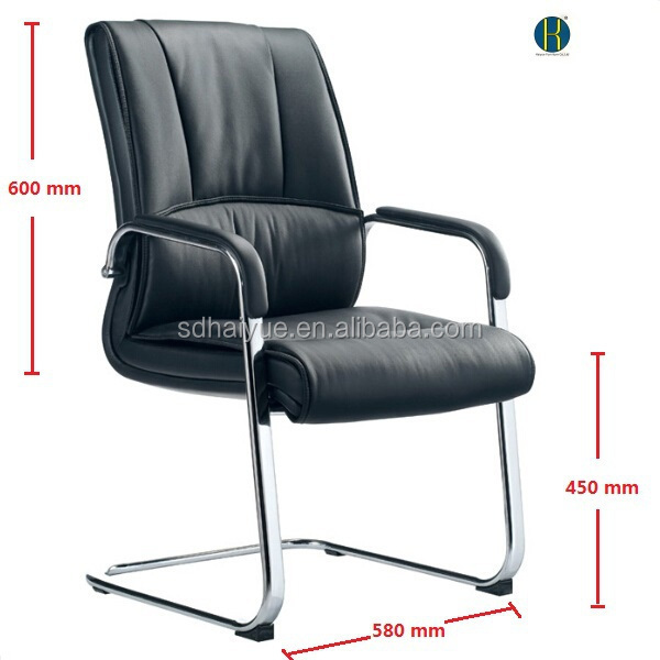 Popular black leather office chair meeting chair no wheels HY2306