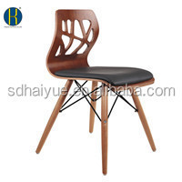 New Haiyue Leather Chair Wooden Legs Modern Dining Chairs Bentwood Chairs