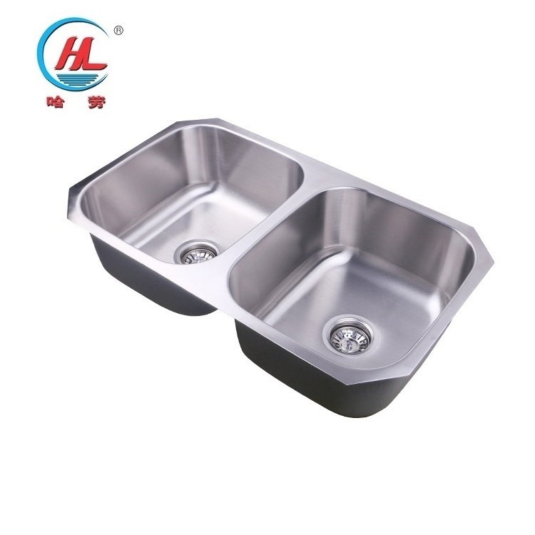 Undermount Fine Drawing Process Large Stainless Steel Double Bowl Kitchen Sinks