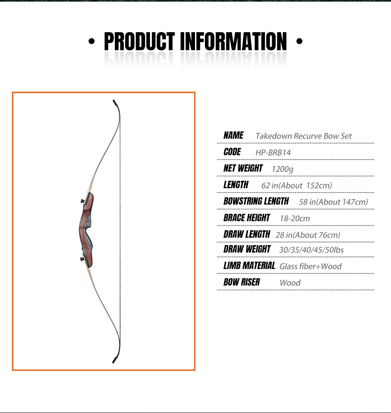 Hi Top Competitive Bow Archery Sports Traditional Bow Archery High Quality Recurve Bow 70 Inch Archery