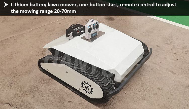 Hanyue High Quality Grass Cutter Rubber Truck Crawler Brush Cutter electric remote control robot lawn mower