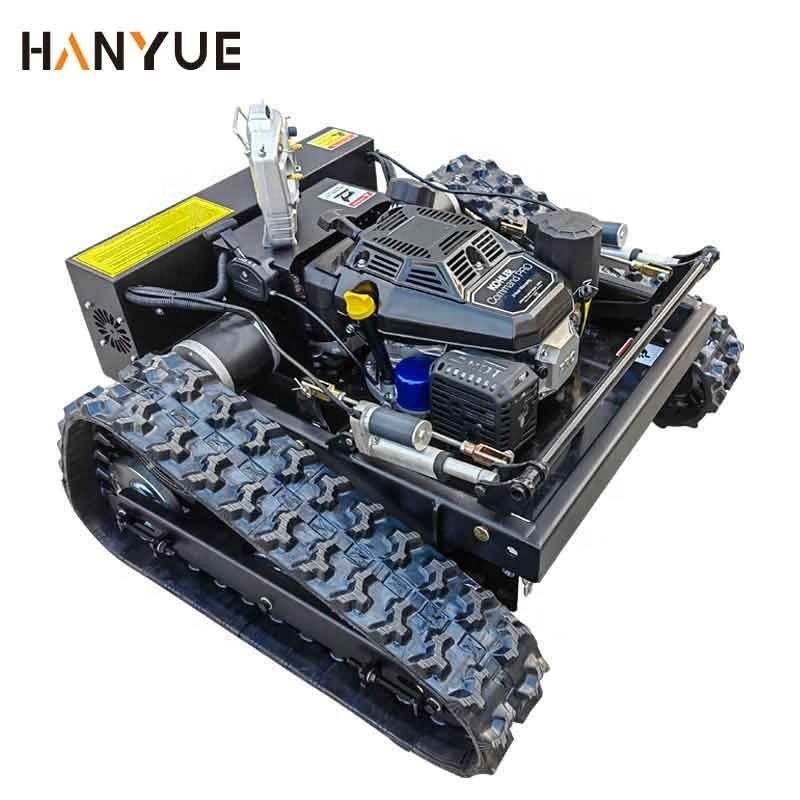 z turn zero turn remote control rubber crawler tracked 9.5hp gas lawn mower track rc robot mower for slopes 20-150mm chassis