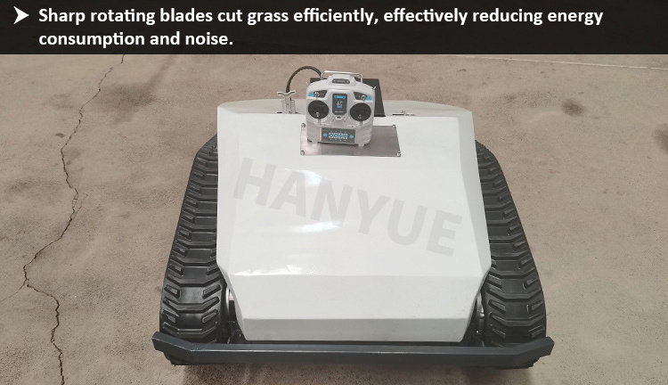 Hanyue High Quality Grass Cutter Rubber Truck Crawler Brush Cutter electric remote control robot lawn mower