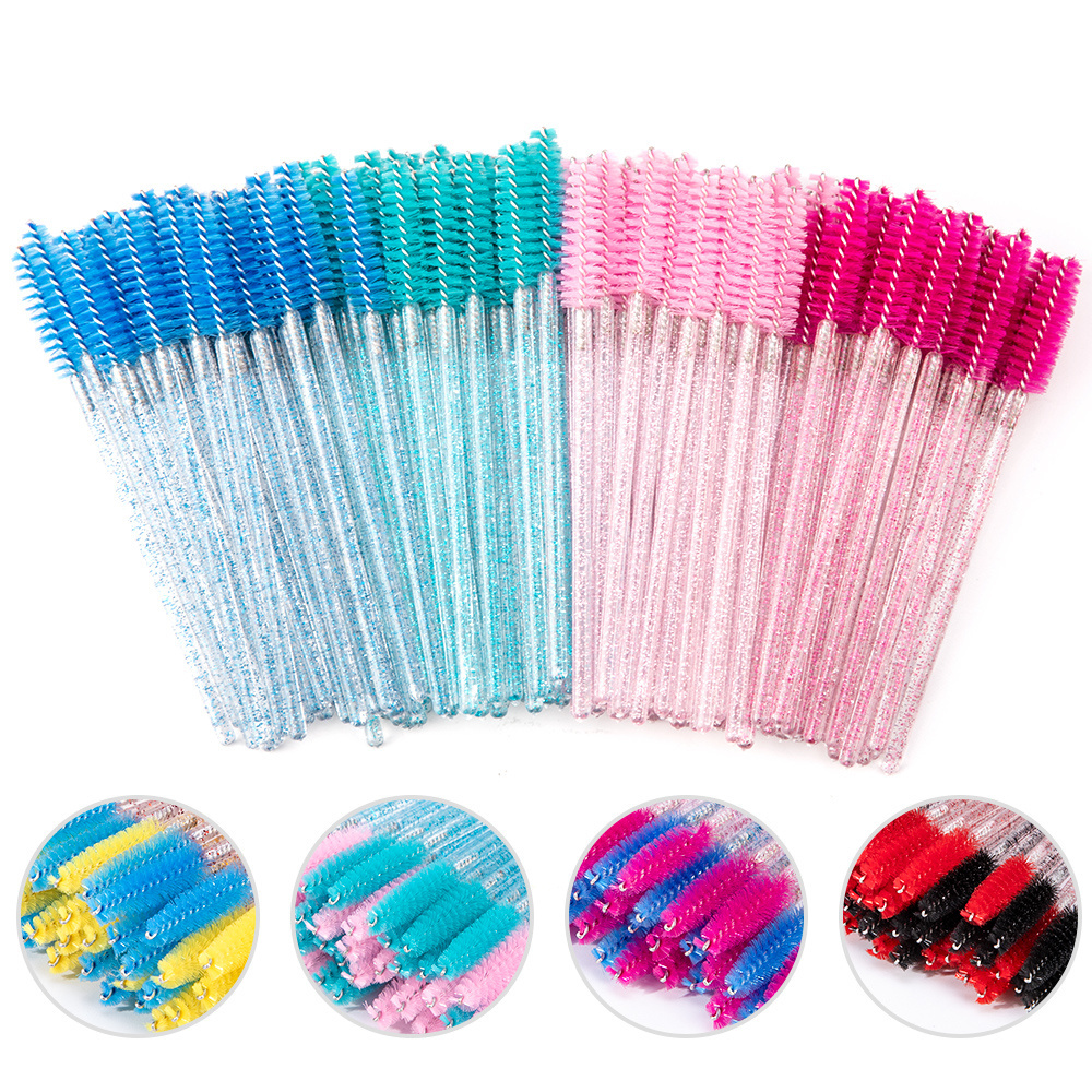 Blue Tube Strip And Light Purple Crystal White Green Eyelash Disposable Tooth Brush Case Heads Lash Rose Gold Mascara Wands