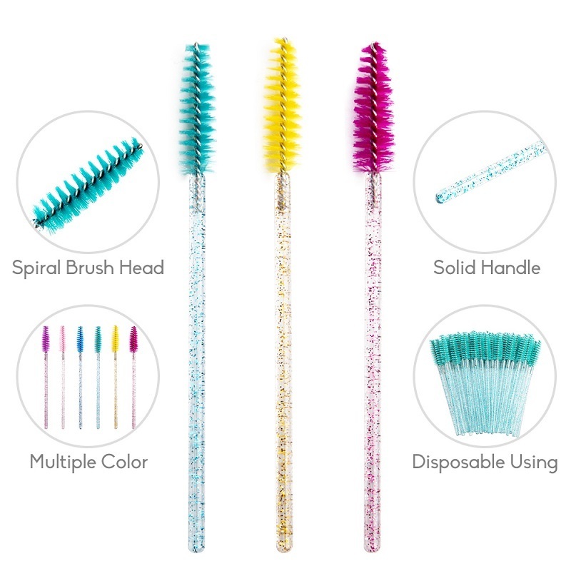 Blue Tube Strip And Light Purple Crystal White Green Eyelash Disposable Tooth Brush Case Heads Lash Rose Gold Mascara Wands