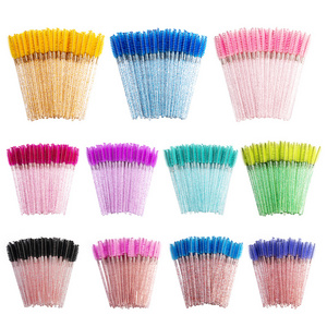 Blue Tube Strip And Light Purple Crystal White Green Eyelash Disposable Tooth Brush Case Heads Lash Rose Gold Mascara Wands