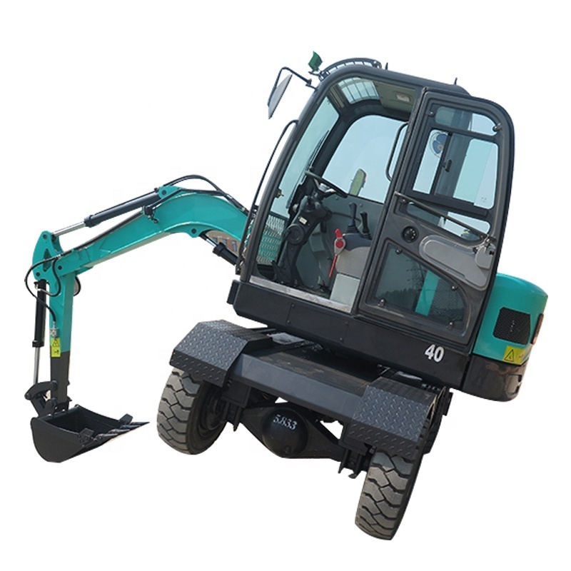 HH40 37kw diesel mini wheel digging machine 4 ton excavator for sale