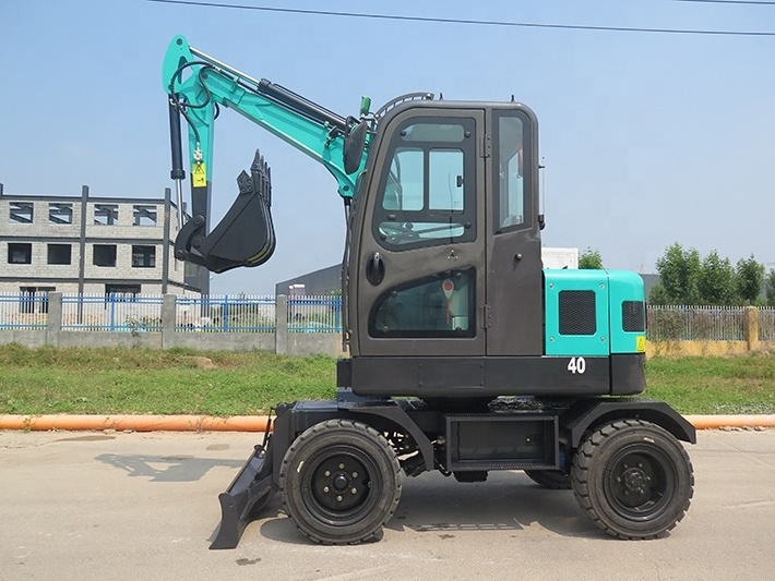 HH40 37kw diesel mini wheel digging machine 4 ton excavator for sale