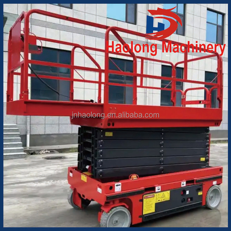 The hydraulic scissor lift mobile work platform for sale has a complete variety of hand and foot stands