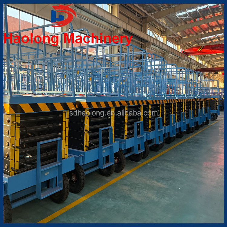 The hydraulic scissor lift mobile work platform for sale has a complete variety of hand and foot stands