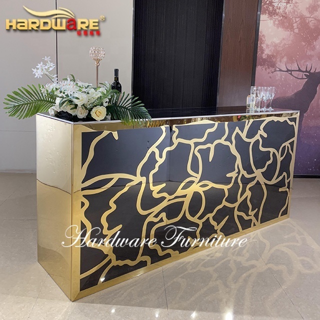 Custom bar table furniture restaurant black PVC juice bar counter for sale