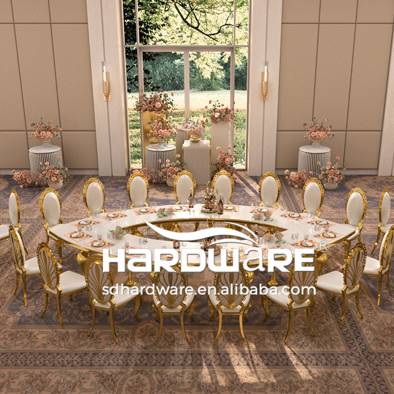 Luxury Event Furniture Stainless Steel Round Mdf Banquet Table and chair For Wedding