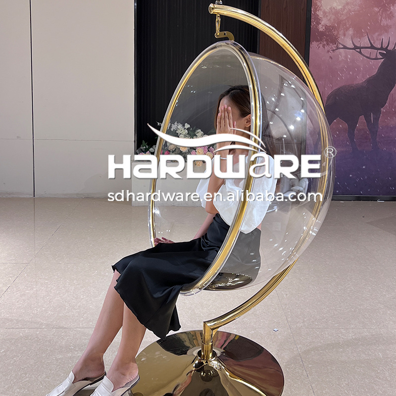 Hotel Lobby Furniture Gold Plated Stainless Steel Frame Acrylic Egg Chair Swing