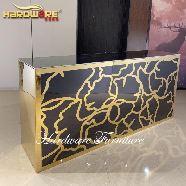 Custom bar table furniture restaurant black PVC juice bar counter for sale