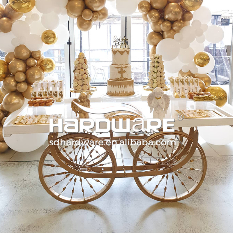 Wedding Decoration Sweet Candy Cart Display Stand With Metal Wheel