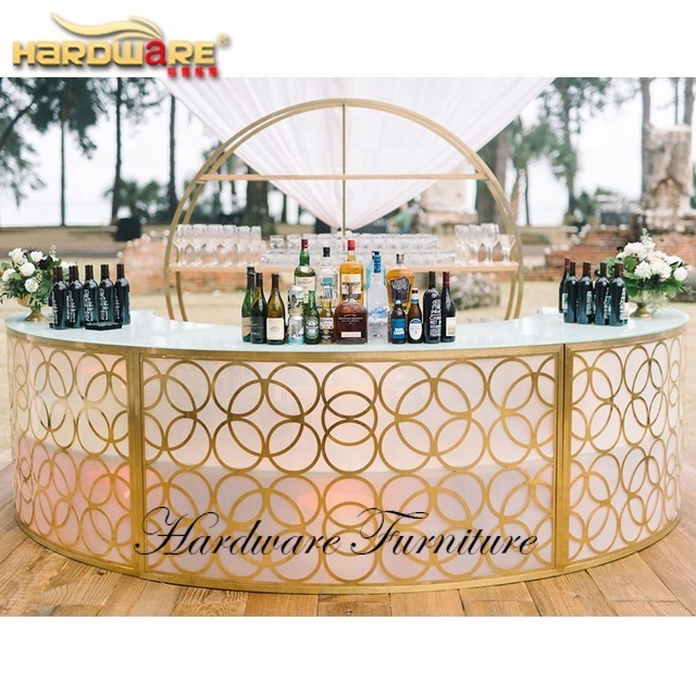 Outdoor party bar tables semi circle illuminated Led light retro bar counter