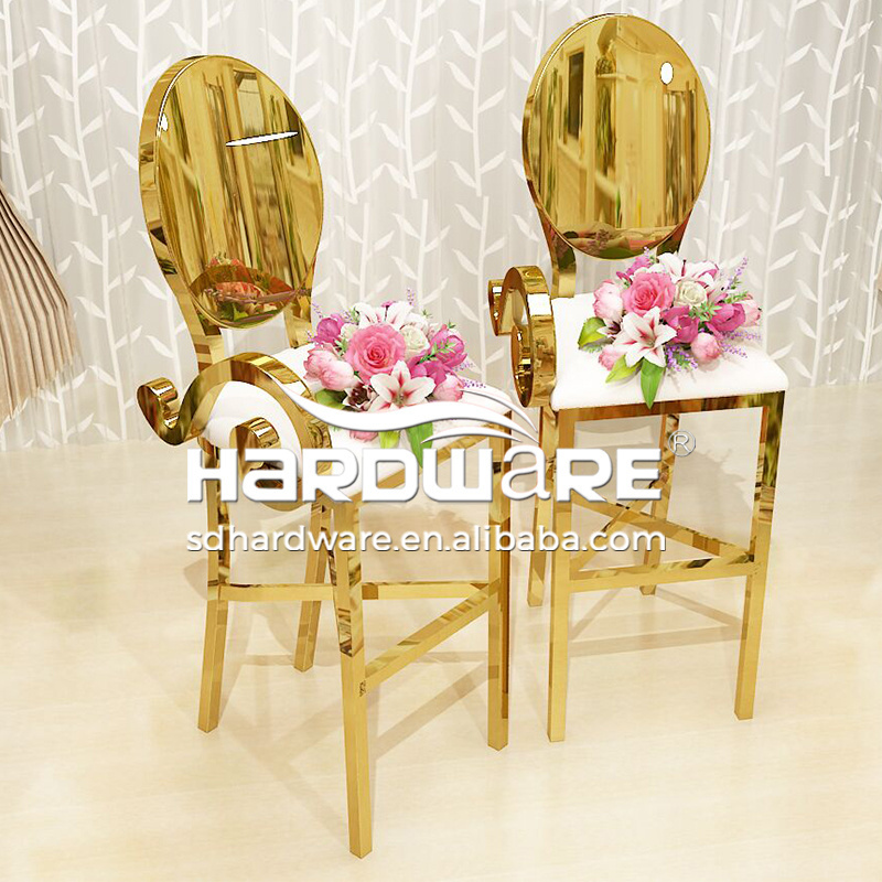 Modern style hotel pub gold stainless steel frame high metal bar stool