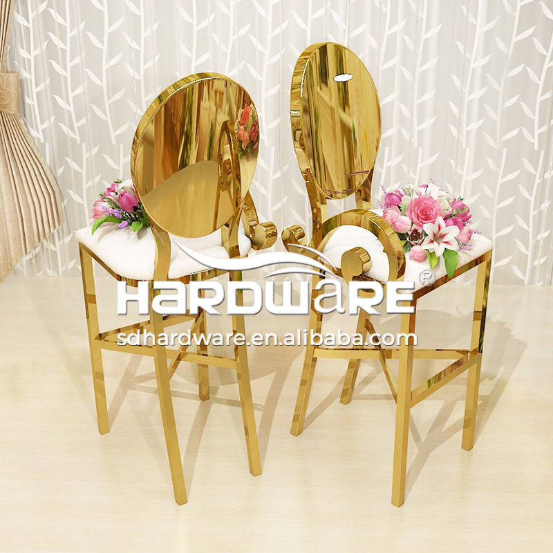 Modern style hotel pub gold stainless steel frame high metal bar stool