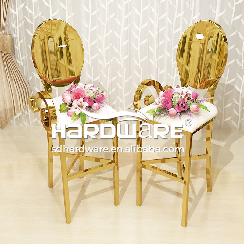 Modern style hotel pub gold stainless steel frame high metal bar stool