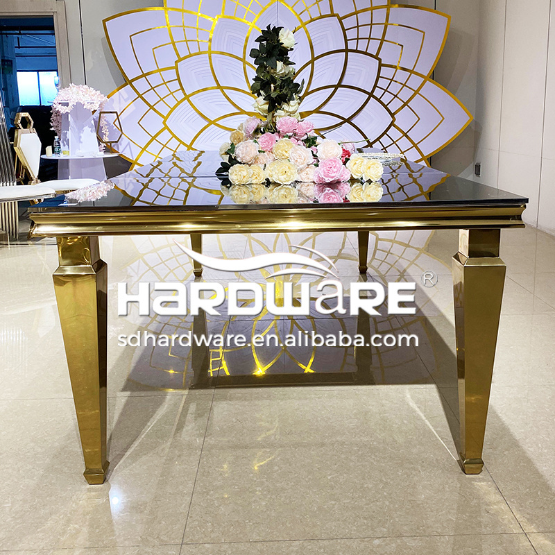 Wedding Furniture Events Supplies Stainless Steel Glass Dining Tables