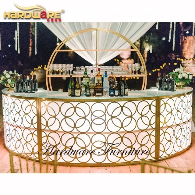 Outdoor party bar tables semi circle illuminated Led light retro bar counter