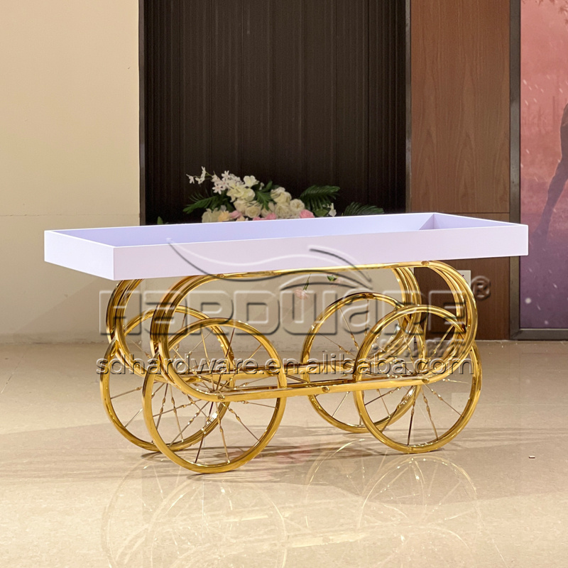 Wedding Decoration Sweet Candy Cart Display Stand With Metal Wheel