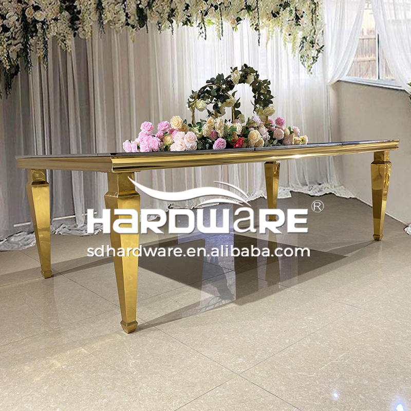 Wedding Furniture Events Supplies Stainless Steel Glass Dining Tables