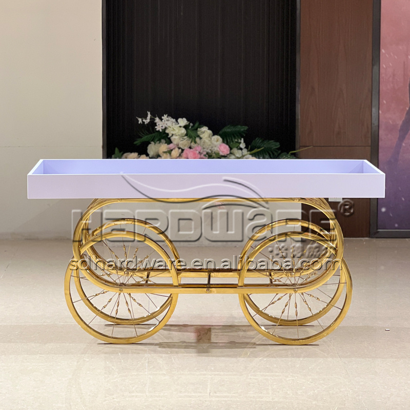 Wedding Decoration Sweet Candy Cart Display Stand With Metal Wheel