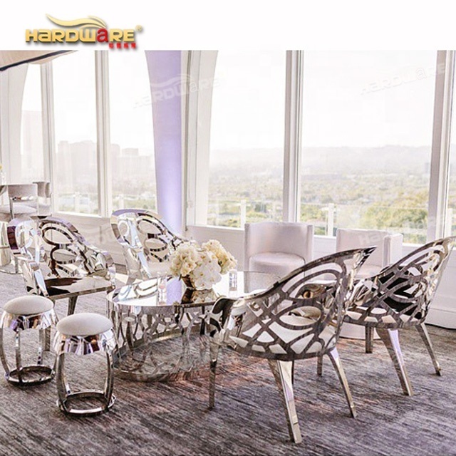 Wholesale indian style sliver stainless steel frame wedding sofa royal