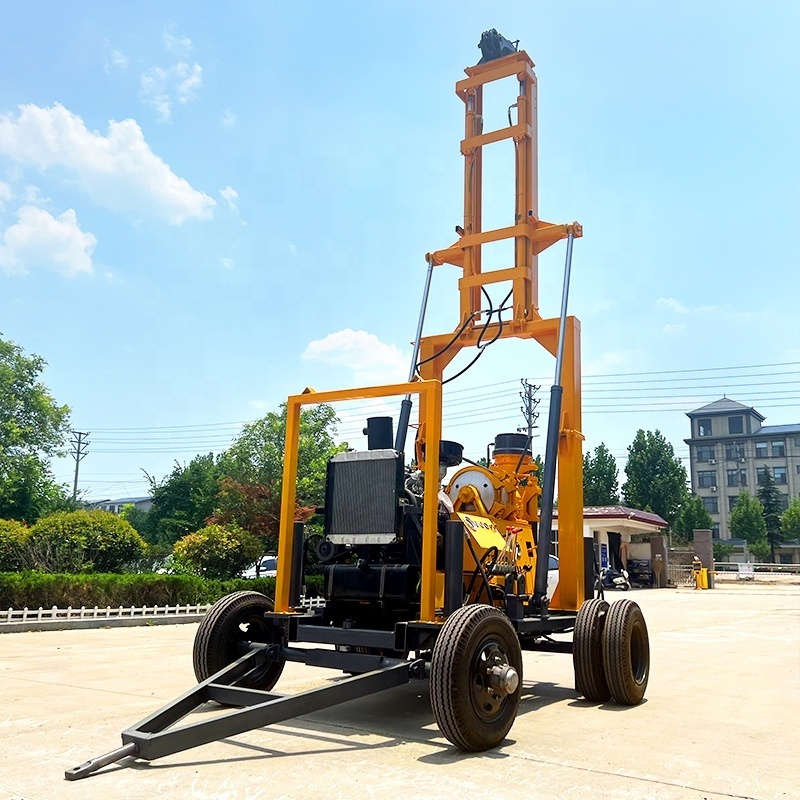 Wheels Geological Core Drilling Rig 200m 300m Portable Hydraulic Soil Water Well Boring Machine Core Drilling Rig for Sale