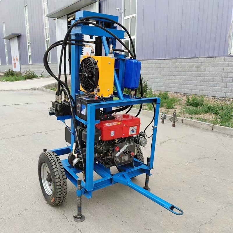 Small Borehole Drill Rig Machine 130m Deep Hydraulic Water Well Drilling Rig with Diesel Engine