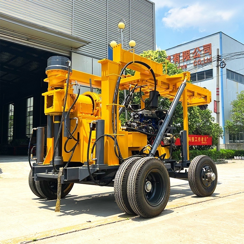 Wheels Geological Core Drilling Rig 200m 300m Portable Hydraulic Soil Water Well Boring Machine Core Drilling Rig for Sale