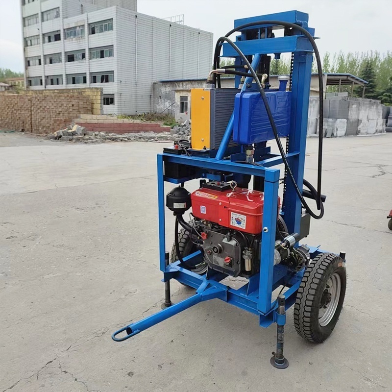 Small Borehole Drill Rig Machine 130m Deep Hydraulic Water Well Drilling Rig with Diesel Engine