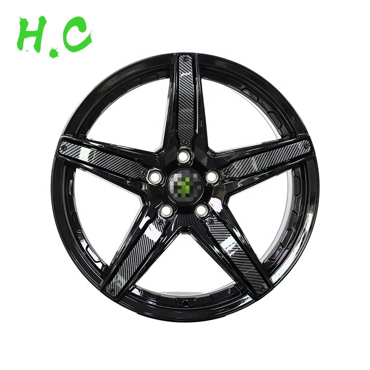 Aluminum alloy diamond five-pointed wheels Single chip five star rims Bright black custom sized carbon fiber wheels