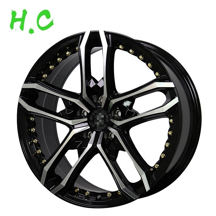 Aluminum alloy diamond five-pointed wheels Single chip five star rims bright black custom size