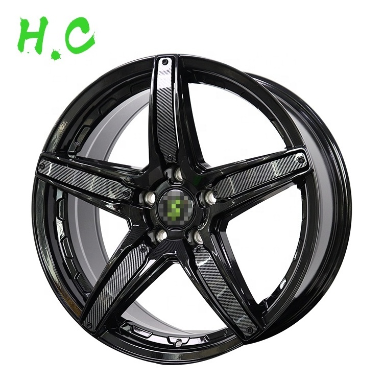 Aluminum alloy diamond five-pointed wheels Single chip five star rims Bright black custom sized carbon fiber wheels